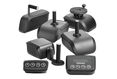 Different Space Drive input devices from joystick to mini steering wheel